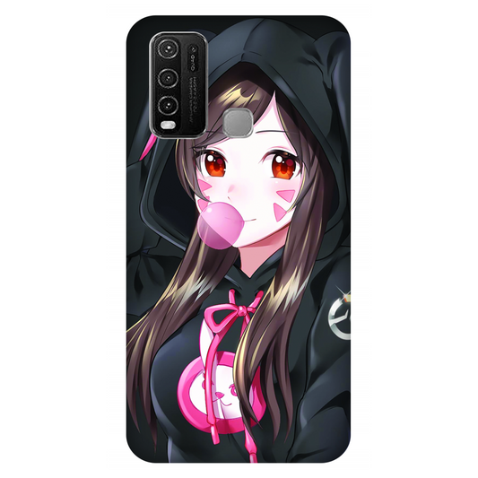 Anime woman wearing black bunny case Vivo Y30 (2020)