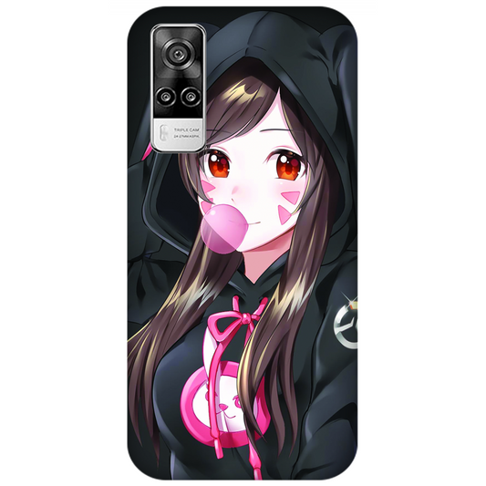 Anime woman wearing black bunny case vivo Y31