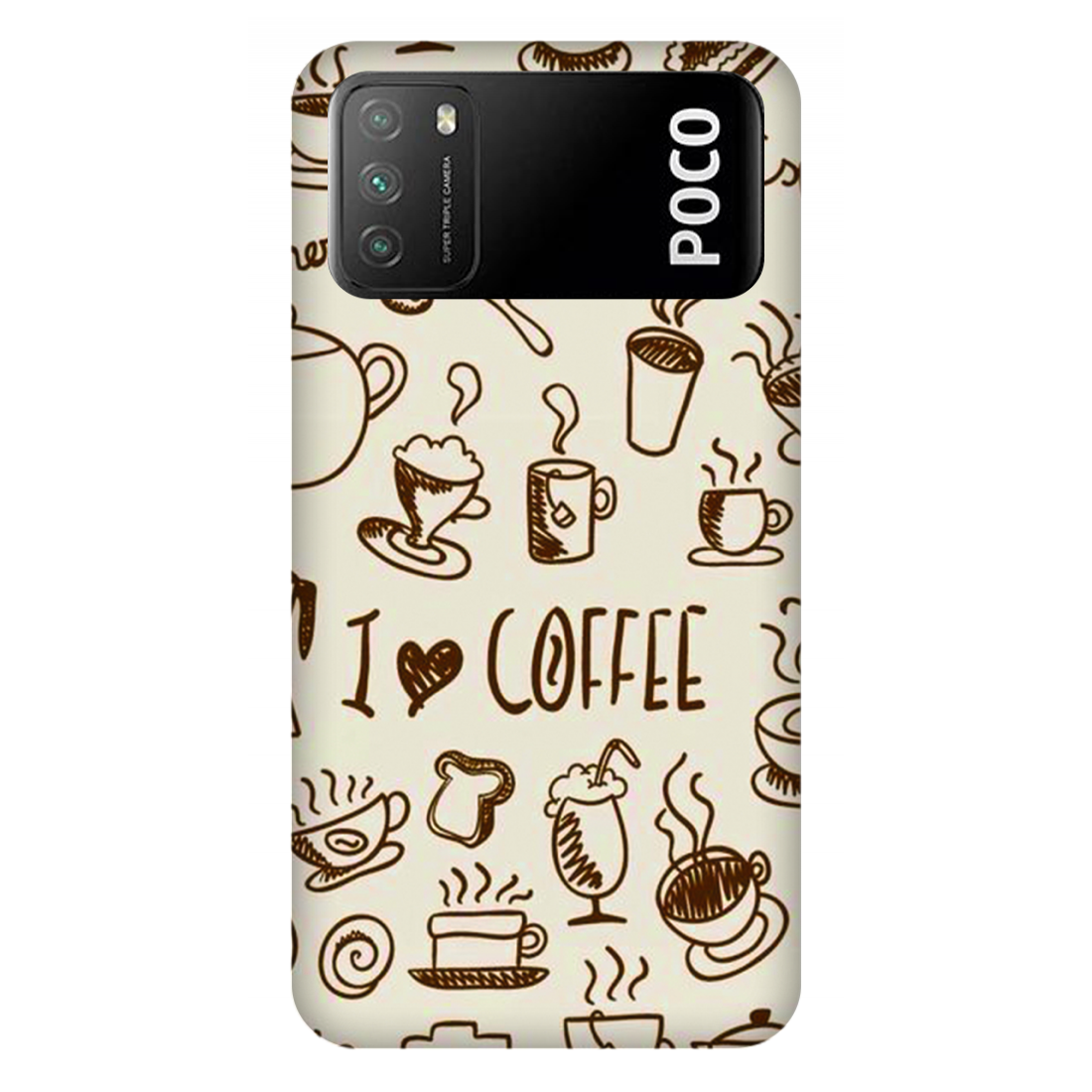 Coffee Doodle Art Case Xiaomi Poco M3