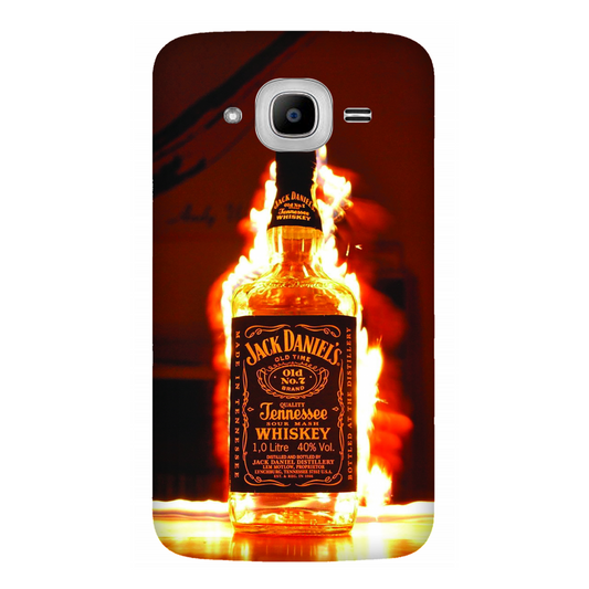 Flaming Jack Daniel Bottle Case Samsung Galaxy J2Pro (2016)