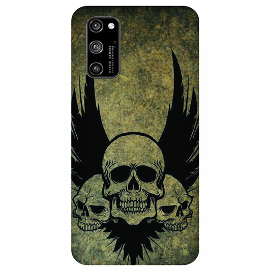 Menacing Skulls with Dark Wings on a Grungy Background Case Honor V30 Pro 5G