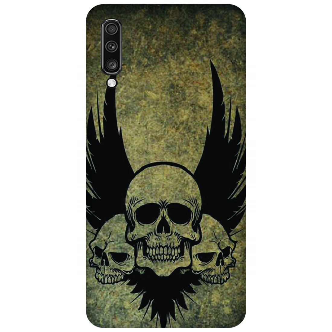 Menacing Skulls with Dark Wings on a Grungy Background Case Samsung Galaxy A70