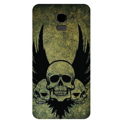 Menacing Skulls with Dark Wings on a Grungy Background Case Samsung Galaxy J6