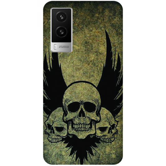 Menacing Skulls with Dark Wings on a Grungy Background Case vivo V21e 5G