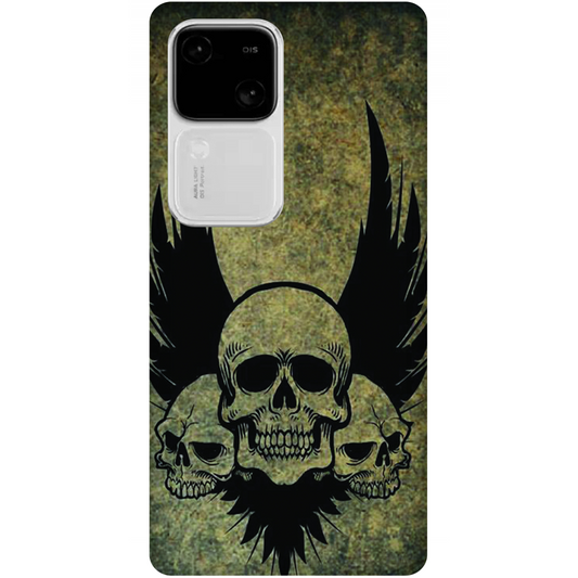 Menacing Skulls with Dark Wings on a Grungy Background Case Vivo V30 5G