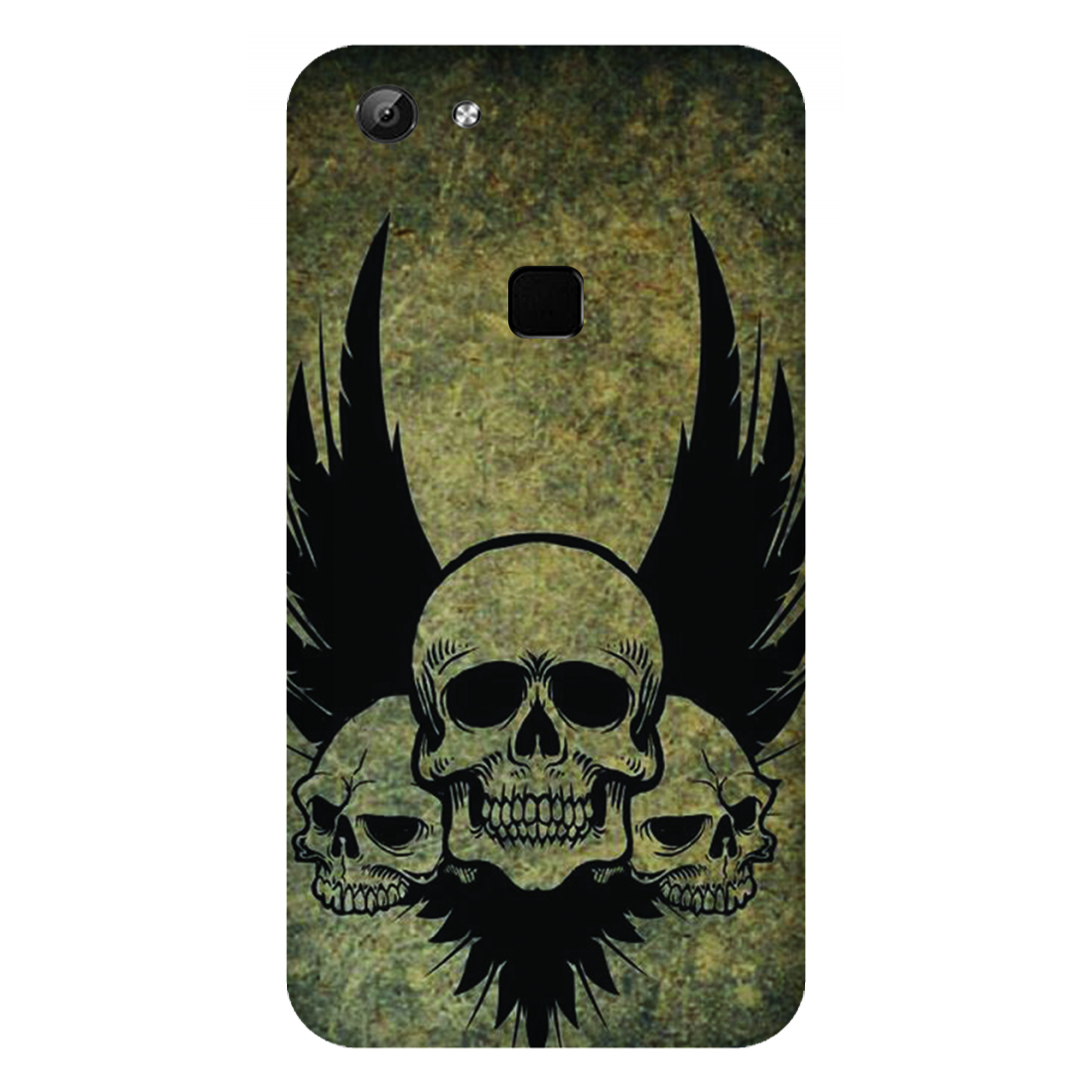 Menacing Skulls with Dark Wings on a Grungy Background Case Vivo V7