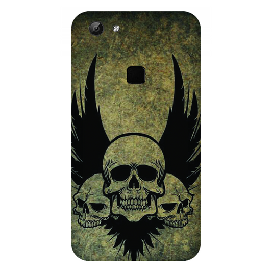 Menacing Skulls with Dark Wings on a Grungy Background Case Vivo V7