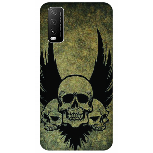 Menacing Skulls with Dark Wings on a Grungy Background Case Vivo Y20A