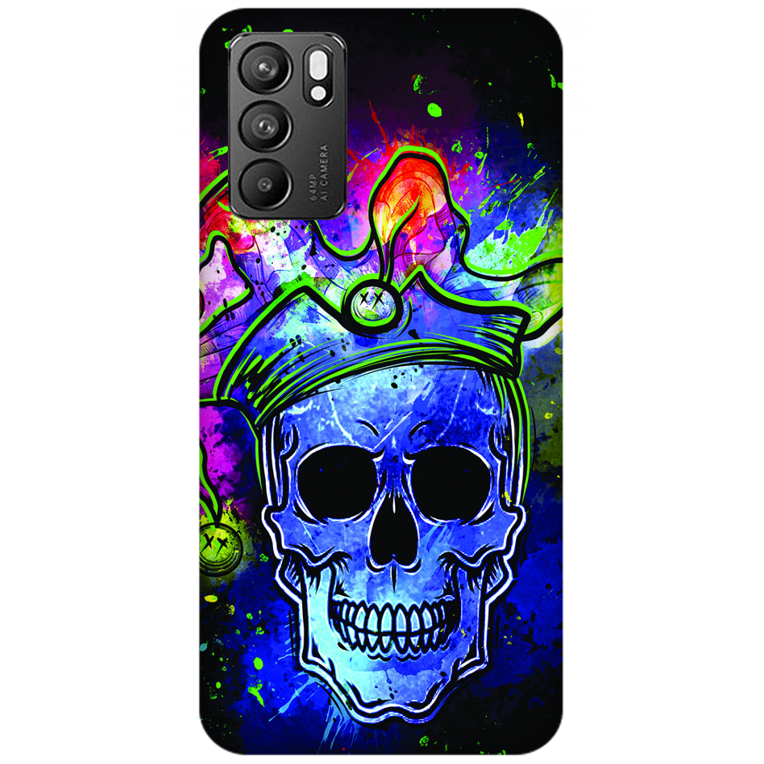 Psychedelic Royal Skull Case Oppo Reno6 5G