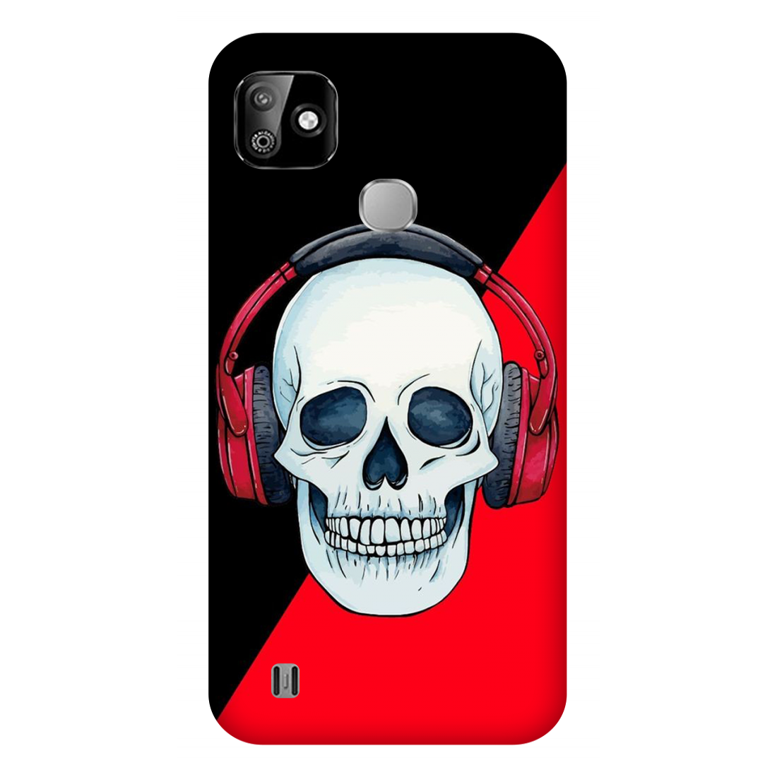 Red Headphones on Blurred Face Case Infinix Smart HD 2021