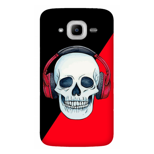Red Headphones on Blurred Face Case Samsung Galaxy J2Pro (2016)