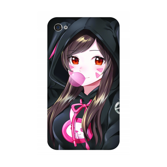 Anime woman wearing black bunny case Apple iPhone 4