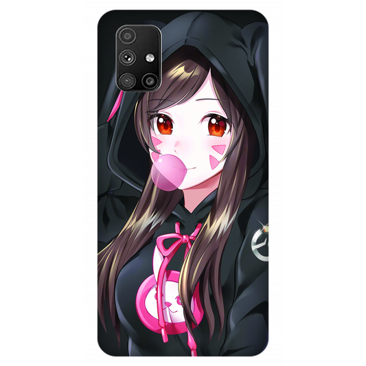 Anime woman wearing black bunny case Samsung Galaxy M51