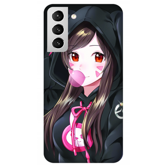 Anime woman wearing black bunny case Samsung Galaxy S21 5G