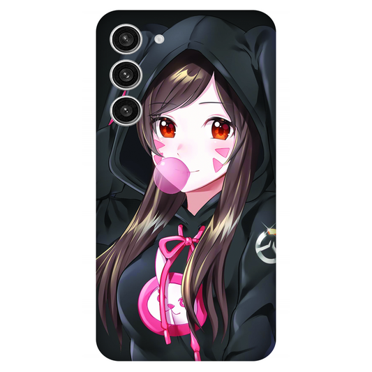 Anime woman wearing black bunny case Samsung Galaxy S23 Plus 5G