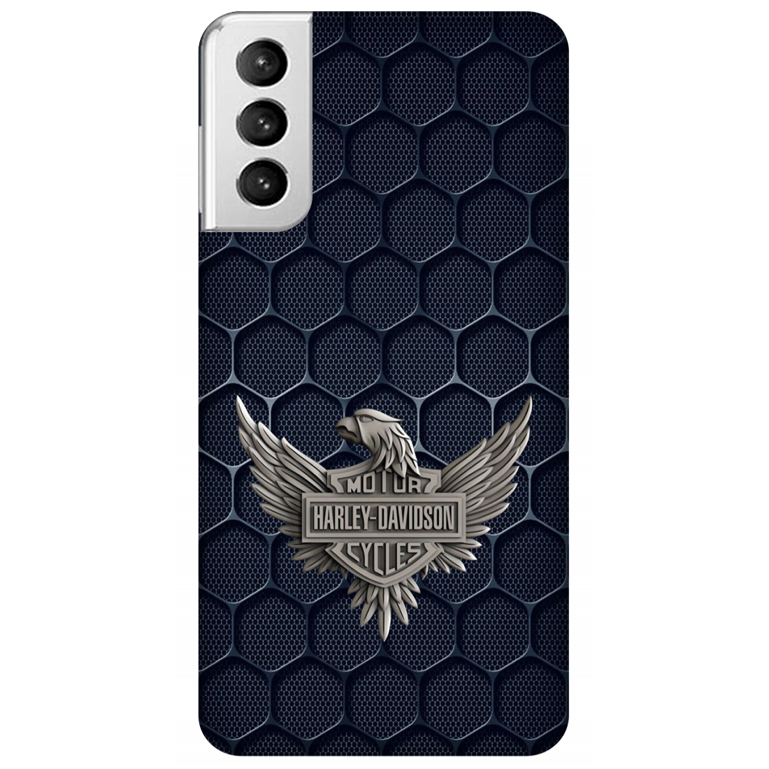 Harley-Davidson Emblem on Hexagonal Pattern Case Samsung Galaxy S21 Plus 5G