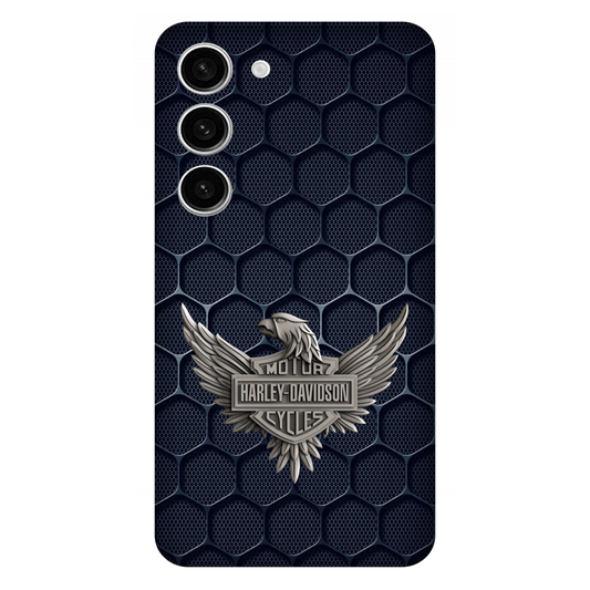 Harley-Davidson Emblem on Hexagonal Pattern Case Samsung Galaxy S23 5G