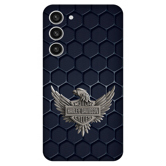 Harley-Davidson Emblem on Hexagonal Pattern Case Samsung Galaxy S23 Plus 5G