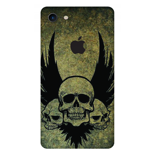Menacing Skulls with Dark Wings on a Grungy Background Case Apple iPhone 7 Logo Cut