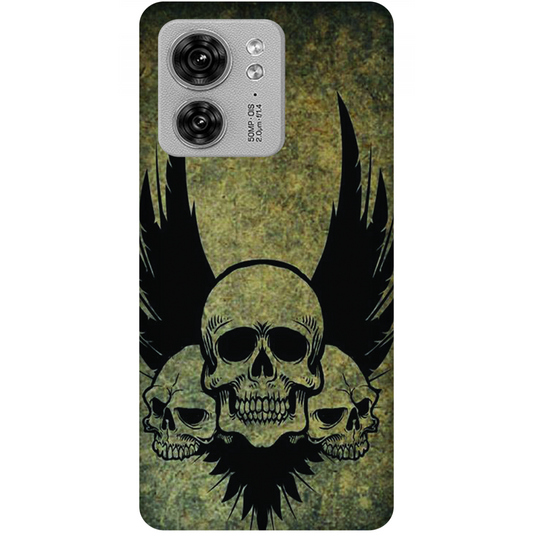 Menacing Skulls with Dark Wings on a Grungy Background Case Motorola Edge 40 5G