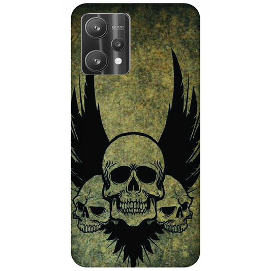Menacing Skulls with Dark Wings on a Grungy Background Case Realme V25