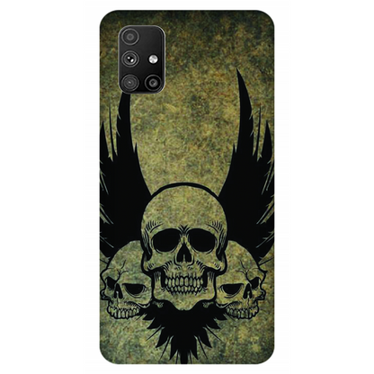 Menacing Skulls with Dark Wings on a Grungy Background Case Samsung Galaxy M51