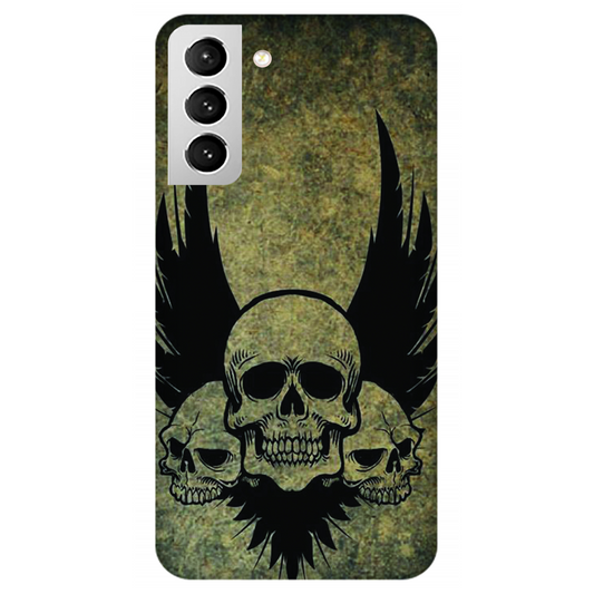 Menacing Skulls with Dark Wings on a Grungy Background Case Samsung Galaxy S21 5G