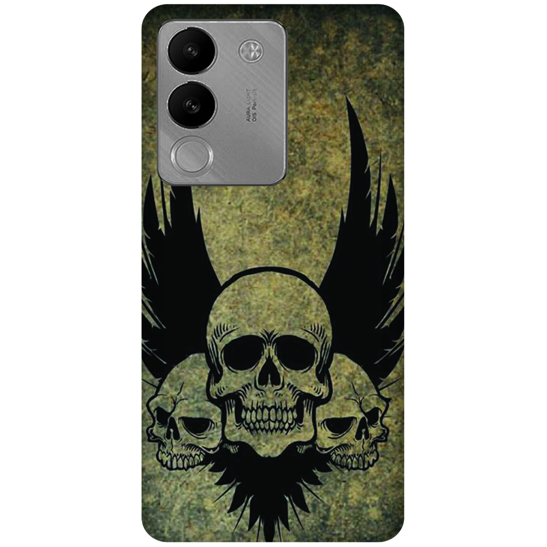 Menacing Skulls with Dark Wings on a Grungy Background Case Vivo V29e 5G