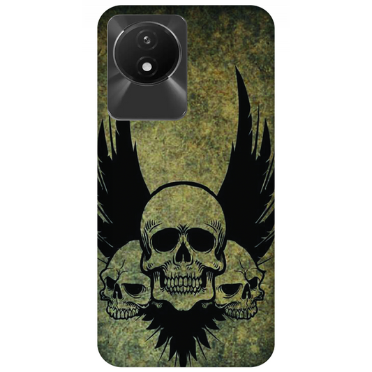 Menacing Skulls with Dark Wings on a Grungy Background Case Vivo Y02A 4G