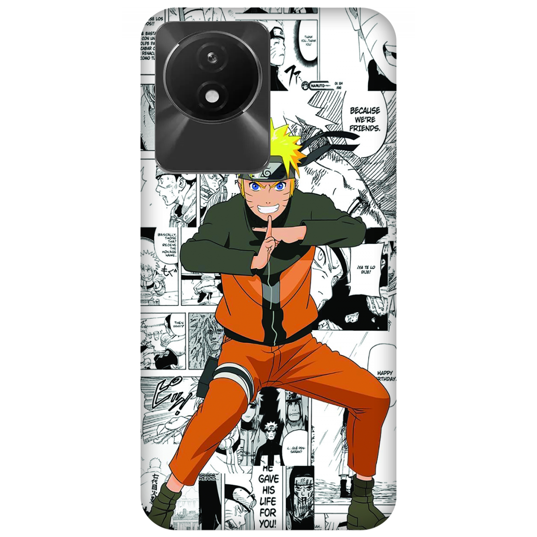Naruto standing with a manga art Case Vivo Y02A 4G