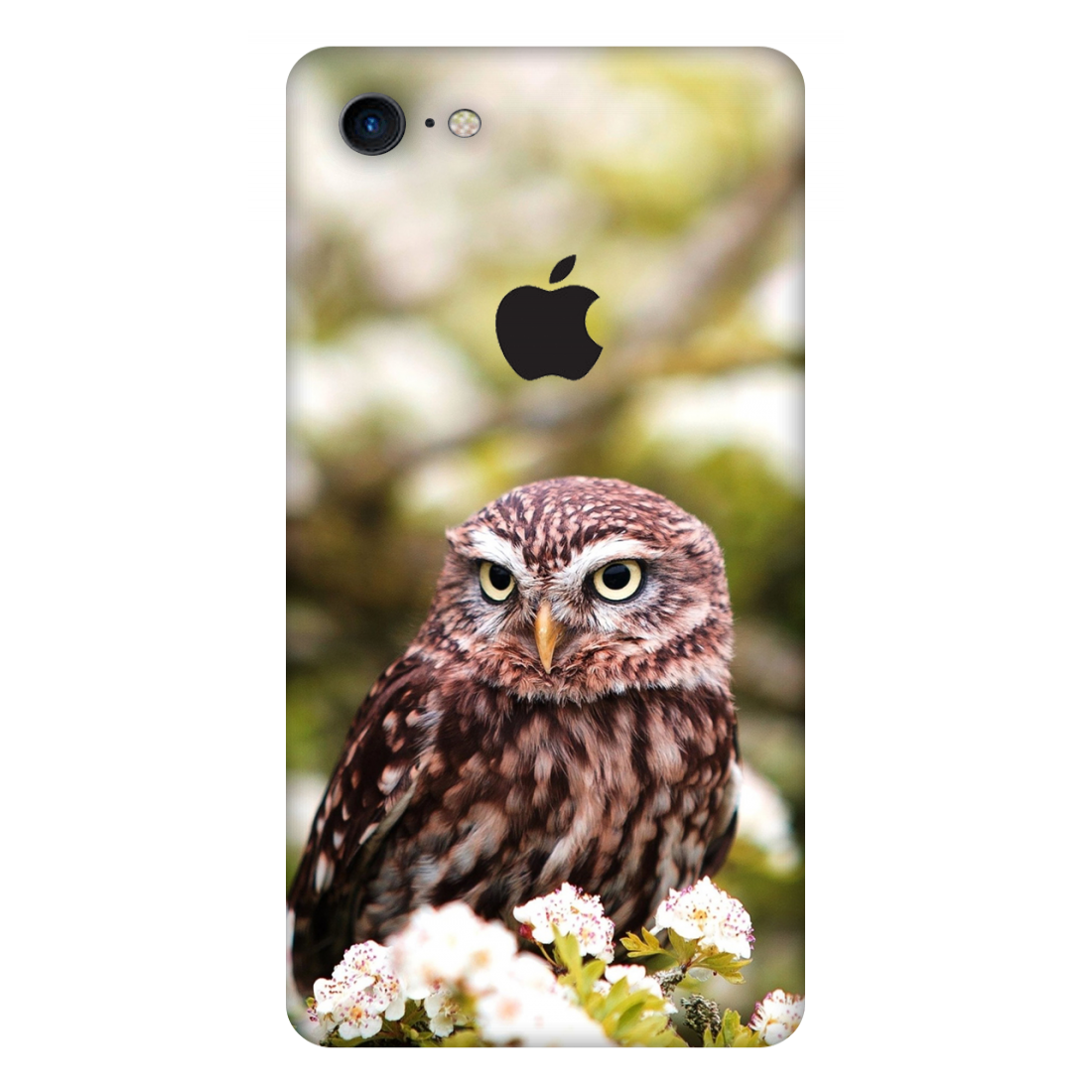 Owl Amidst Blossoms Case Apple iPhone 7 Logo Cut