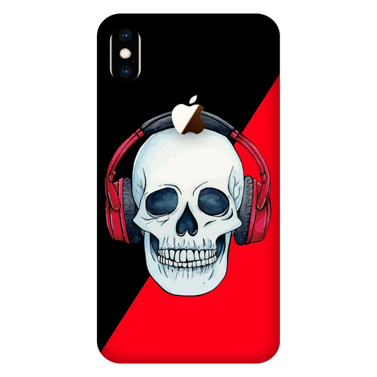 Red Headphones on Blurred Face Case Apple iPhone XS Max (Logo Cut)