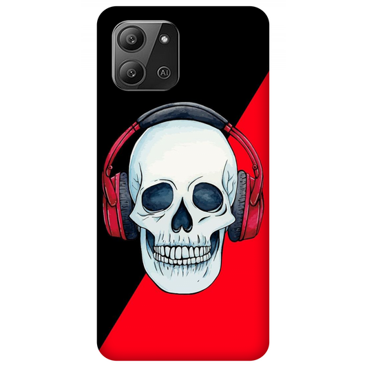 Red Headphones on Blurred Face Case Infinix Hot 11 2022