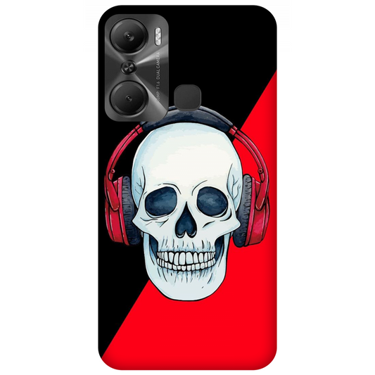 Red Headphones on Blurred Face Case Infinix Hot 12 Pro