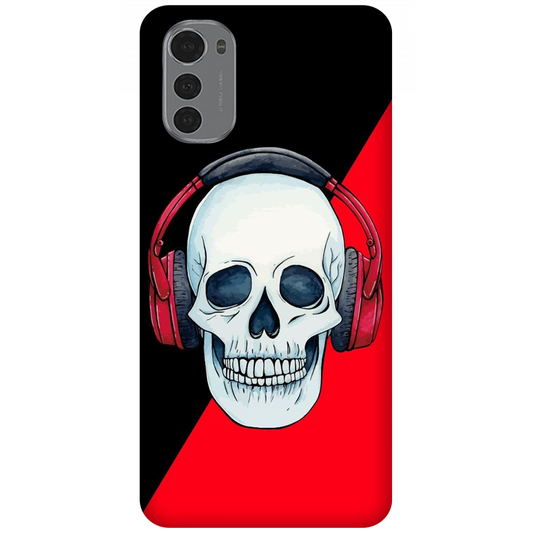 Red Headphones on Blurred Face Case Motorola Moto E32s
