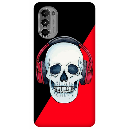 Red Headphones on Blurred Face Case Motorola Moto G52