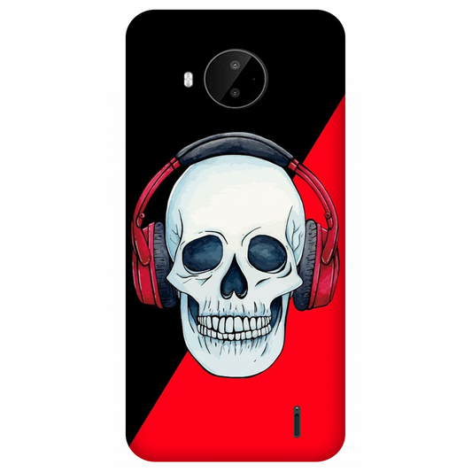 Red Headphones on Blurred Face Case Nokia C20 Plus