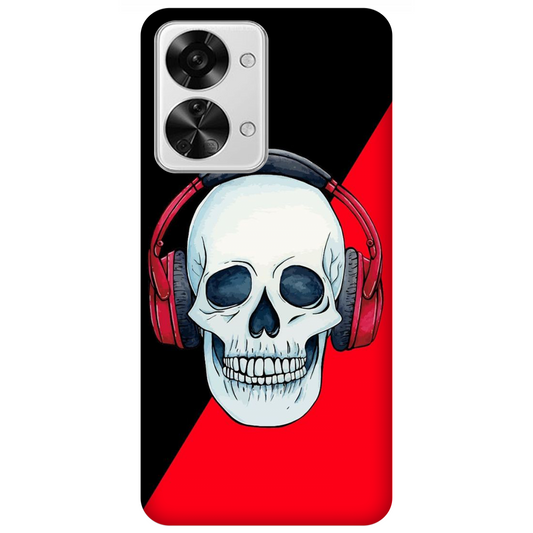 Red Headphones on Blurred Face Case OnePlus Nord 2T 5G