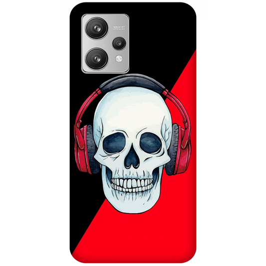 Red Headphones on Blurred Face Case Realme 9