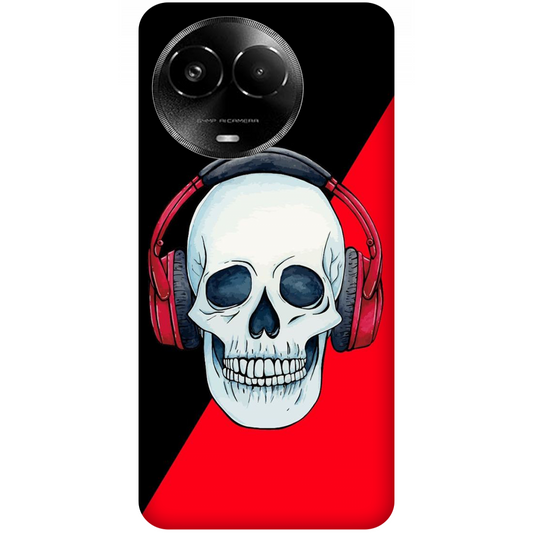 Red Headphones on Blurred Face Case Realme C67 5G