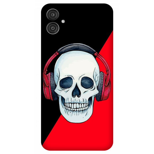 Red Headphones on Blurred Face Case Samsung Galaxy A04e 4G