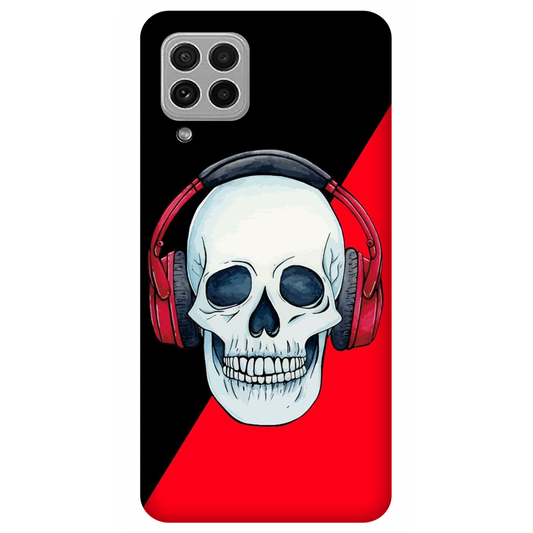Red Headphones on Blurred Face Case Samsung Galaxy A22 4G