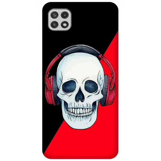 Red Headphones on Blurred Face Case Samsung Galaxy A22 5G