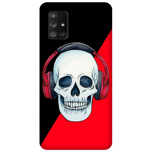 Red Headphones on Blurred Face Case Samsung Galaxy A71 5G