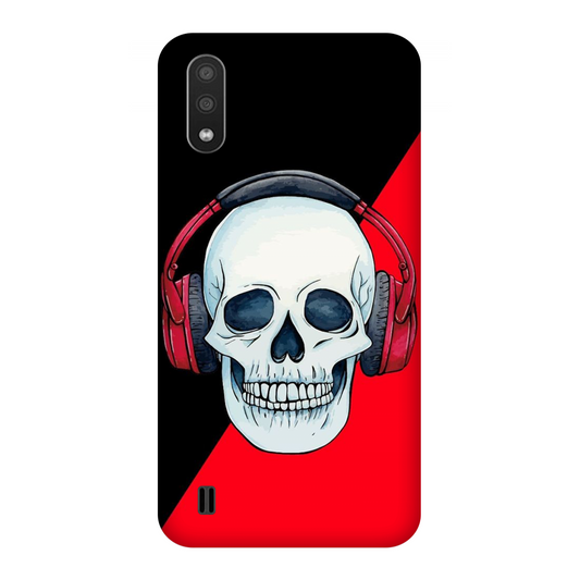 Red Headphones on Blurred Face Case Samsung Galaxy M01 (2020)