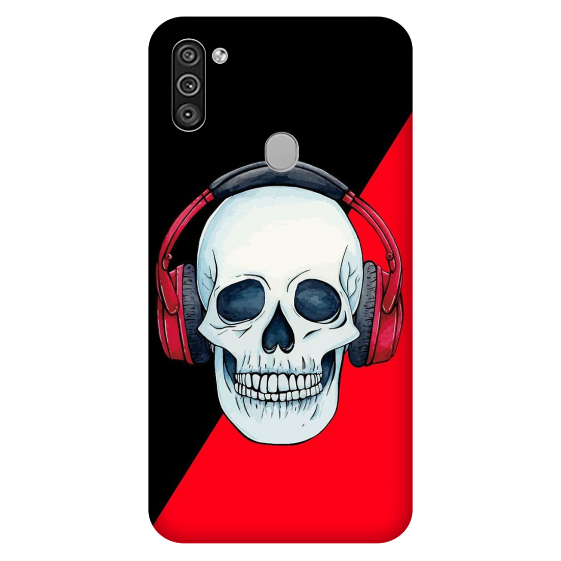 Red Headphones on Blurred Face Case Samsung Galaxy M11 (2020)
