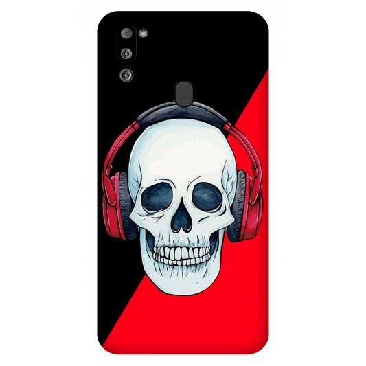 Red Headphones on Blurred Face Case Samsung Galaxy M21 (2021)