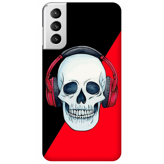 Red Headphones on Blurred Face Case Samsung Galaxy S21 Plus 5G