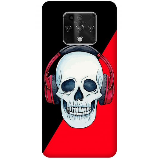 Red Headphones on Blurred Face Case Tecno Camon 16 Premier