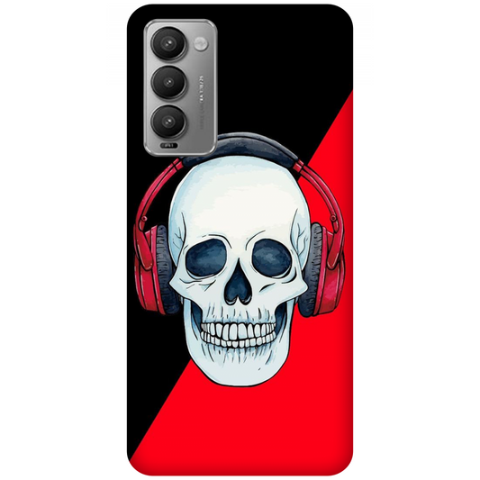 Red Headphones on Blurred Face Case Tecno Camon 18